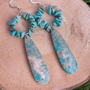 Sediment drop earrings,blue sea sediment dangle earrings,gemstones earrings